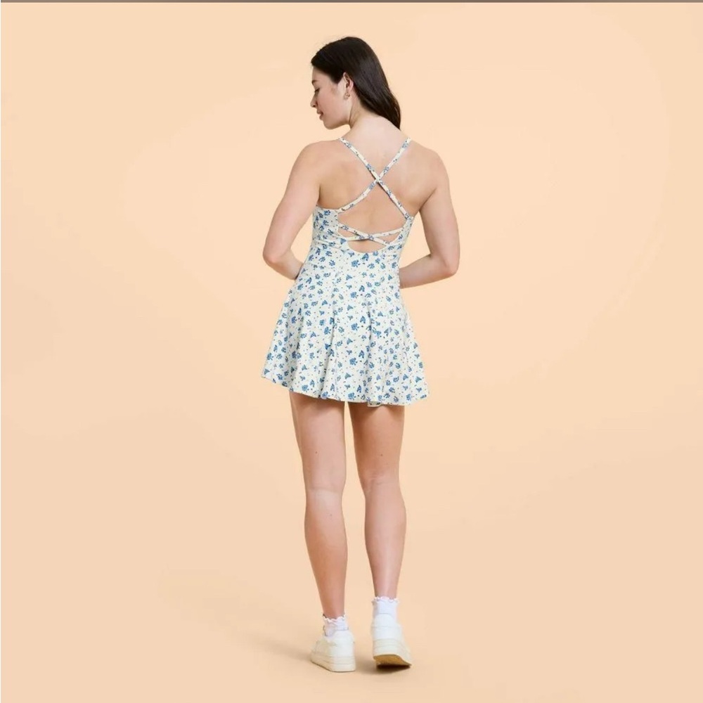 Blogilates Floral White and Blue Dress - Picture 2 of 3